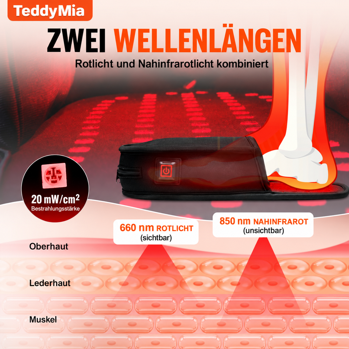 TeddyMia™ – LED-Fußgerät mit Rot- und Nahinfrarotlicht – Ansicht 2
